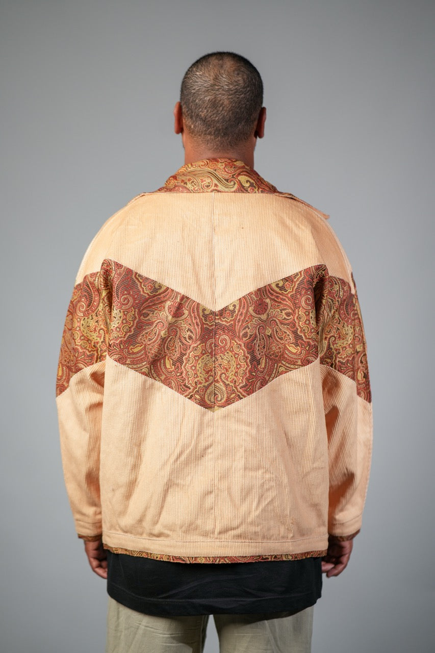 Sandy Beige Corduroy and Paisley Jacket