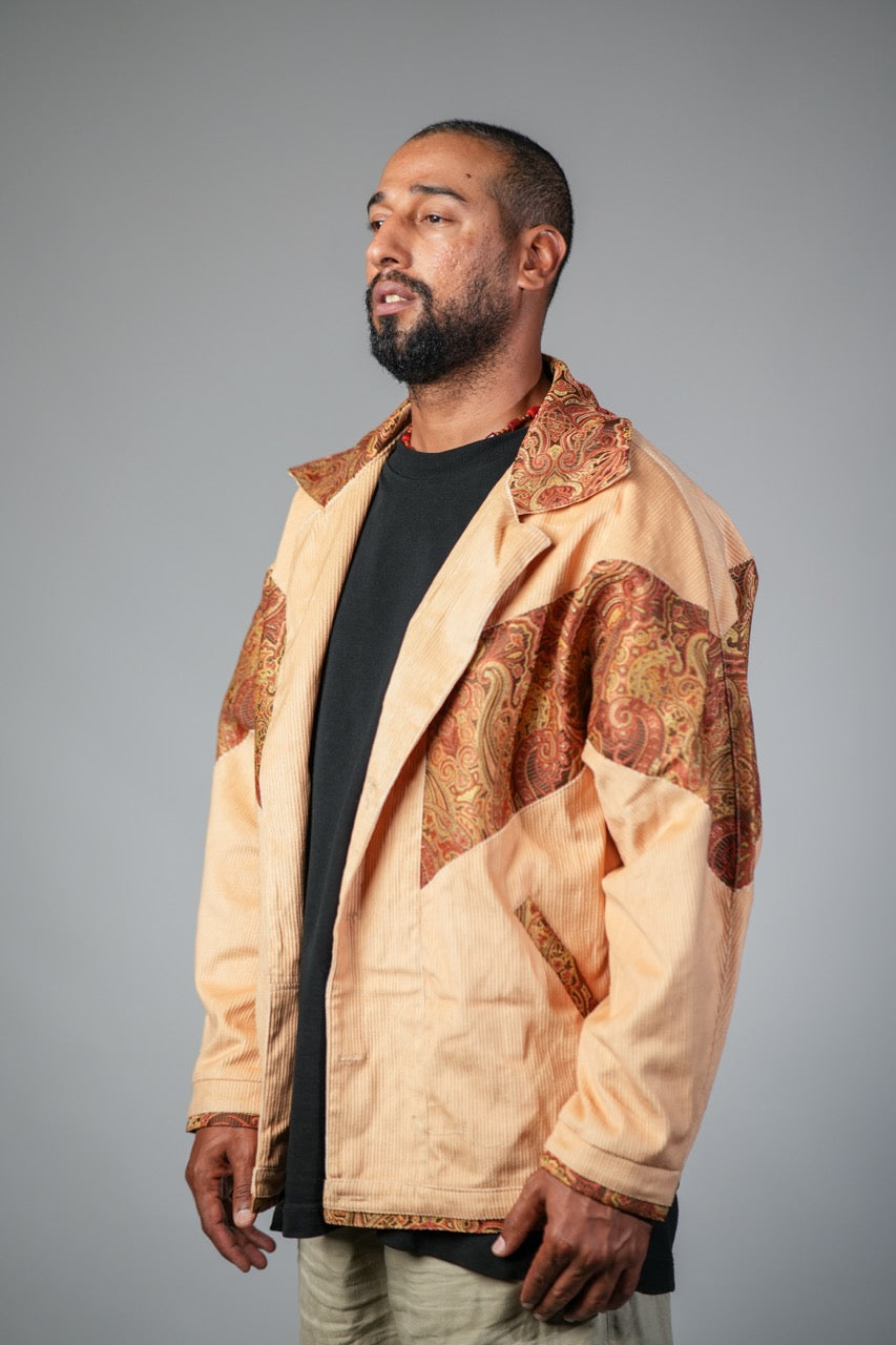 Sandy Beige Corduroy and Paisley Jacket
