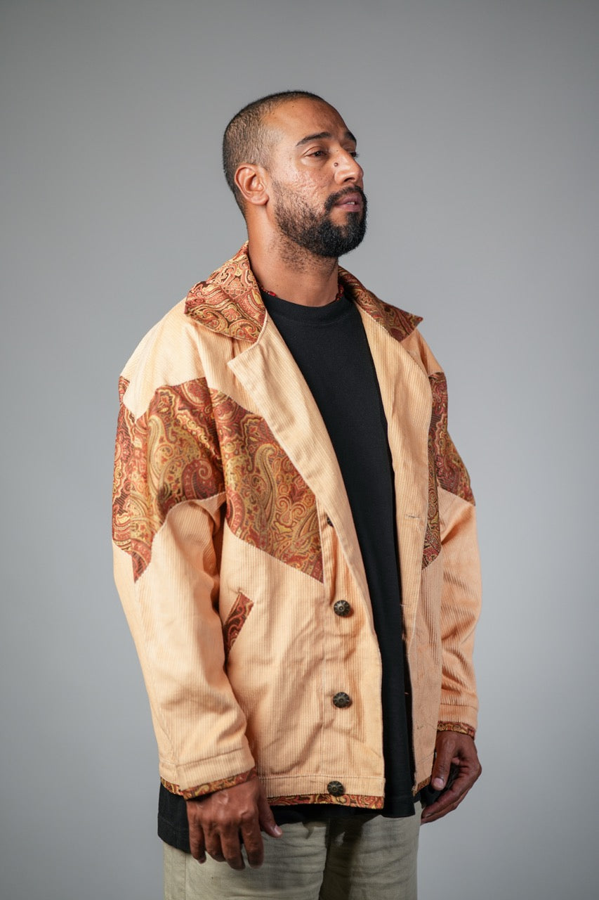 Sandy Beige Corduroy and Paisley Jacket