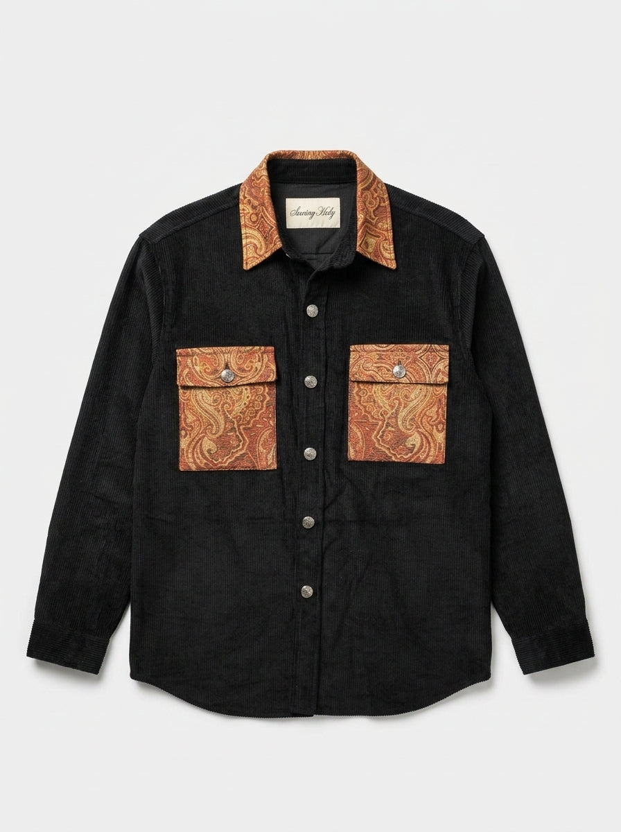 Corduroy button-down jacket — Flat Lay — Front | Generated by Modelize
